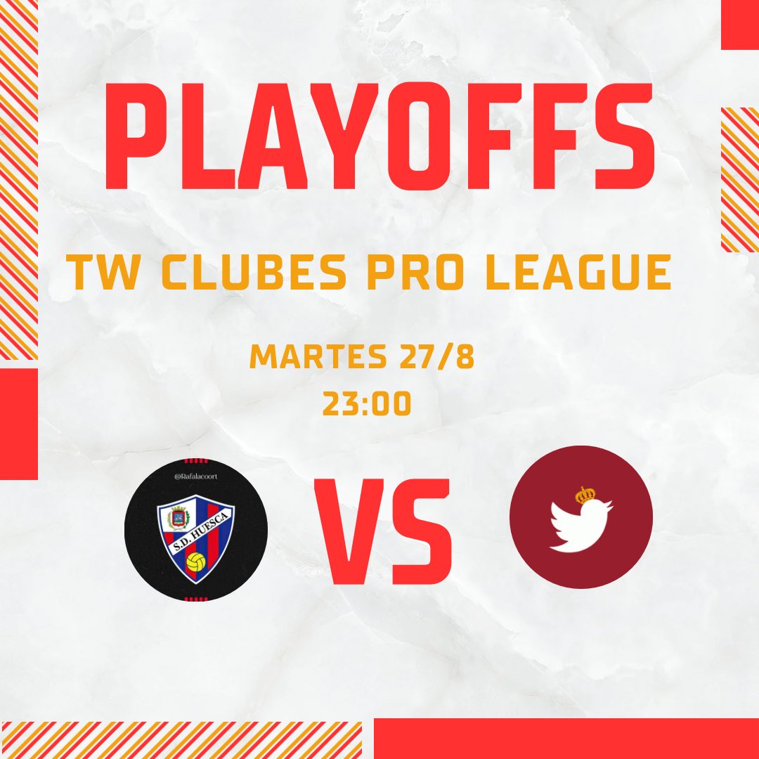 TwReal Murcia clubes pro (@twrealmurcia) on Twitter photo Zagales…
⚔️¡𝐇𝐎𝐘 𝐉𝐔𝐆𝐀𝐌𝐎𝐒!⚔️
Los nuestros se las verán contra <a href="/TwHuesca/">Tw SD Huesca 🐉</a> a las 23:00 en m.twitch.tv/carismagrana
#VamosRealMurcia Zagales…
⚔️¡𝐇𝐎𝐘 𝐉𝐔𝐆𝐀𝐌𝐎𝐒!⚔️
Los nuestros se las verán contra <a href="/TwHuesca/">Tw SD Huesca 🐉</a> a las 23:00 en m.twitch.tv/carismagrana
#VamosRealMurcia
