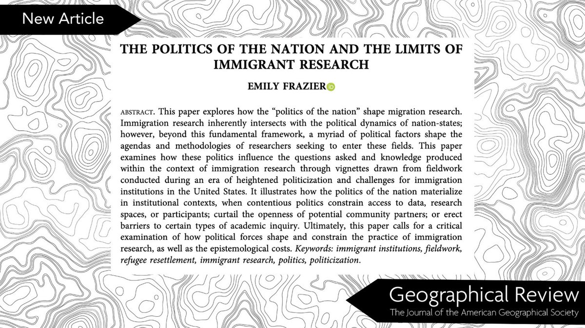 Geographical Review (@geog_review) on Twitter photo New article from <a href="/efrazier_geog/">Emily Frazier, PhD</a> "explores how the 'politics of the nation' shape migration research." Read it here: tandfonline.com/doi/full/10.10ā¦
<a href="/MSUGGP/">MSU Geog Geol Planng</a> <a href="/CNASatMSU/">CNAS at Missouri State</a> <a href="/MissouriState/">Missouri State</a> <a href="/MoStateUNews/">Missouri State News</a> <a href="/AmericanGeo/">The American Geographical Society</a> New article from <a href="/efrazier_geog/">Emily Frazier, PhD</a> "explores how the 'politics of the nation' shape migration research." Read it here: tandfonline.com/doi/full/10.10ā¦
<a href="/MSUGGP/">MSU Geog Geol Planng</a> <a href="/CNASatMSU/">CNAS at Missouri State</a> <a href="/MissouriState/">Missouri State</a> <a href="/MoStateUNews/">Missouri State News</a> <a href="/AmericanGeo/">The American Geographical Society</a>