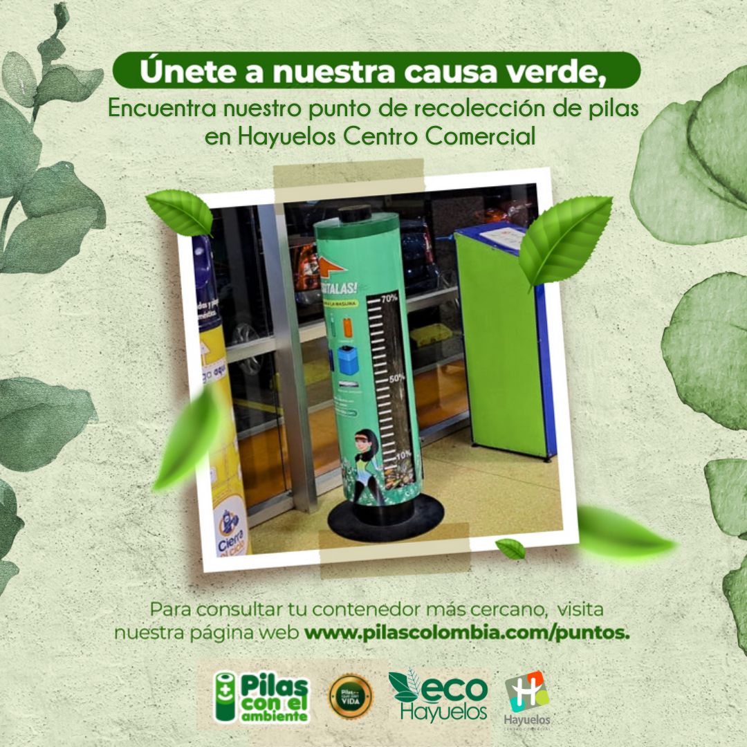 🌱 ¡Únete a nuestra causa verde! 🌍 Encuentra el punto de recolección de pilas en Hayuelos Centro Comercial y ayúdanos a cuidar el planeta. 🌿♻️

#TodosSomosEcoHayuelos #CuidemosElPlaneta #EcoFriendly #HayuelosCentroComercial
