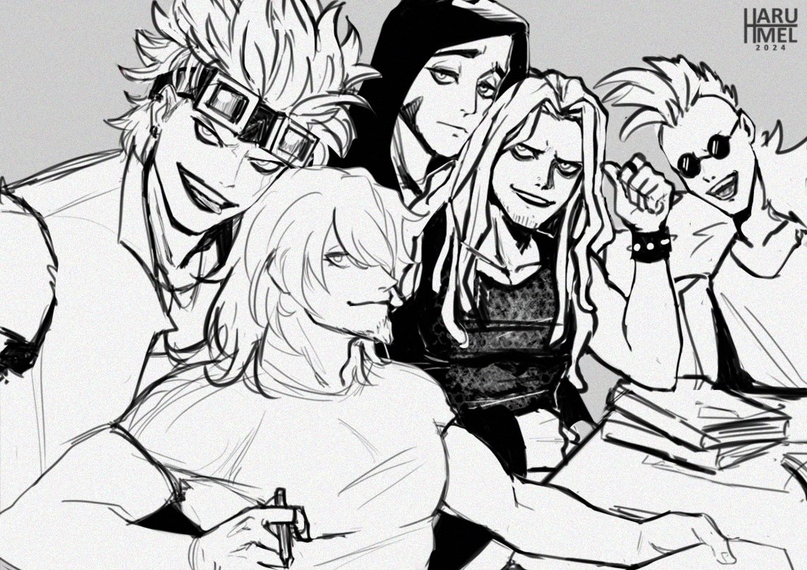 Killer is studying to get into university, and his friends came over to visit him 🌐🌷

Just a sketch... I've been super busy with university 🥺, but I'm so excited about everything I'm learning! Killer too! :D 

#eustasskid