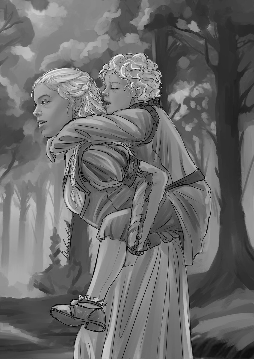 A sketch of Rhaenyra and Aegon, because they're siblings 💙
