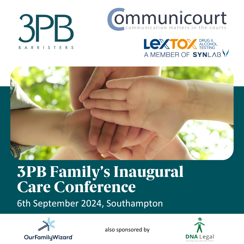 3PB (@3pbchambers) on Twitter photo 3PB Family's #CareConference is just around the corner.
From cognitive assessments to reducing impact of trauma, thought provoking sessions to be delivered by expert speakers.
Huge thanks to our sponsors <a href="/Communicourt/">Communicourt</a> <a href="/LextoxT80033/">Lextox Drug & Alcohol Testing</a> <a href="/OFW_UK/">OurFamilyWizard UK</a> <a href="/dnalegal/">DNA Legal</a>
eventbrite.co.uk/e/3pb-familys-… 3PB Family's #CareConference is just around the corner.
From cognitive assessments to reducing impact of trauma, thought provoking sessions to be delivered by expert speakers.
Huge thanks to our sponsors <a href="/Communicourt/">Communicourt</a> <a href="/LextoxT80033/">Lextox Drug & Alcohol Testing</a> <a href="/OFW_UK/">OurFamilyWizard UK</a> <a href="/dnalegal/">DNA Legal</a>
eventbrite.co.uk/e/3pb-familys-…