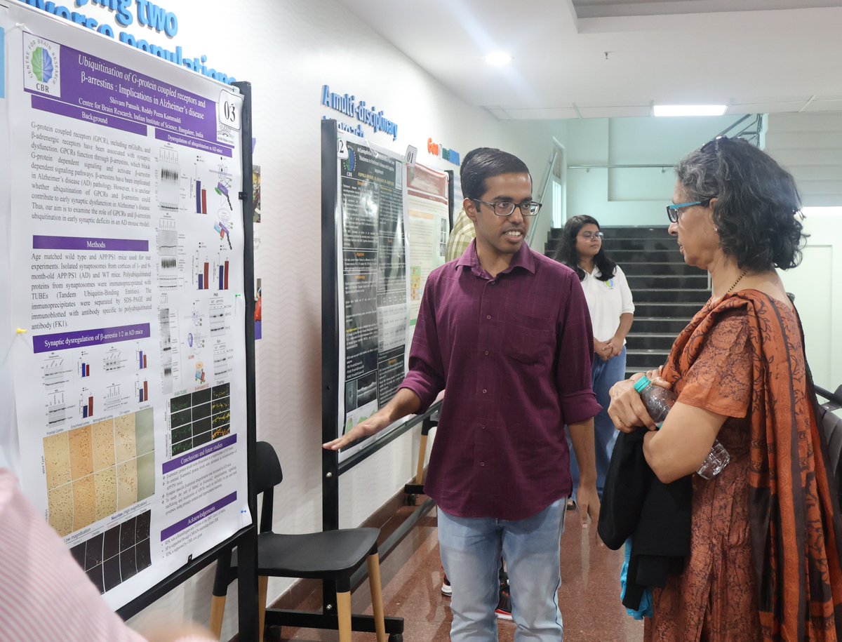 CBR_IISc's tweet photo. 🧠Today's Poster Symposium was an exciting culmination of this year's #CBRAIN Internships!
🗨️It was a nice platform for our interns to present their learning, exchange insights,and get feedback from @kris_sg and other esteemed members of the Governing Board, faculty, and staff. https://t.co/4hChYvRO1E