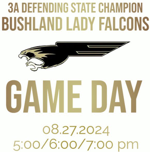 It’s GAMEDAY in Bushland!
Lady Falcons host the
Dumas Demonettes at Falcon Gym.
9th @ 5pm - JV @ 6pm - Varsity @ 7 pm
All games in main gym tonight.
Ticket link below!
#WEAREBUSHLAND
gofan.co/event/1675433?…