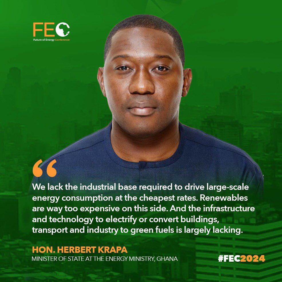 Highlighting some of the realities in Africa’s quest to adopt renewable energy.
#FEC2024 
#ACEP
#FutureOfEnergy