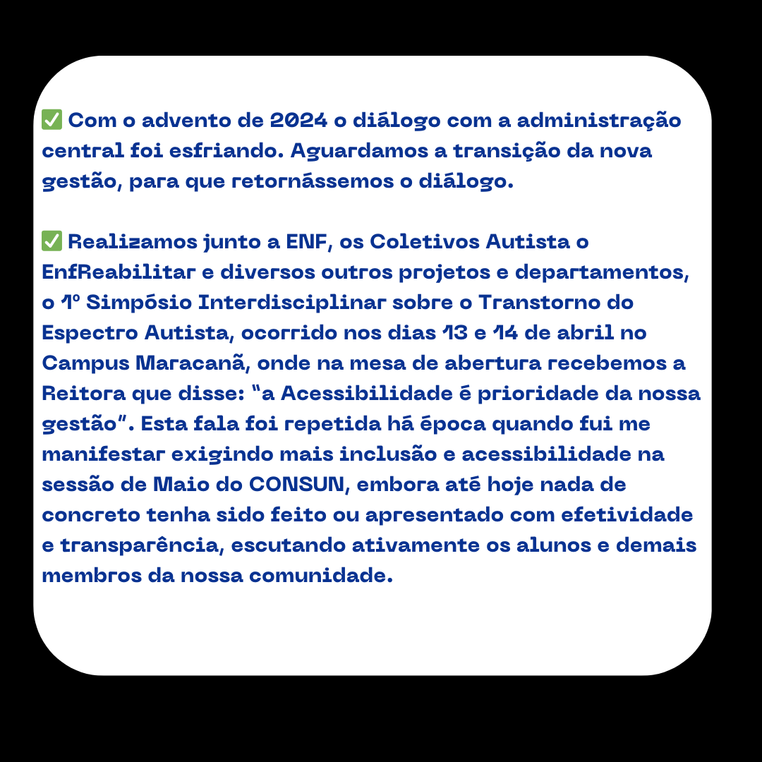 GuilhermeKarlBR's tweet image. ⚠ | CARTA À COMUNIDADE UERJIANA:

Posicionamento Oficial da Pasta de Acessibilidade do DCE UERJ sobre assistência estudantil e questão de acessibilidade e inclusão em nossa Universidade.

Assistência estudantil tem que ser completa, acessível e inclusiva!

#uerj #uerjresiste