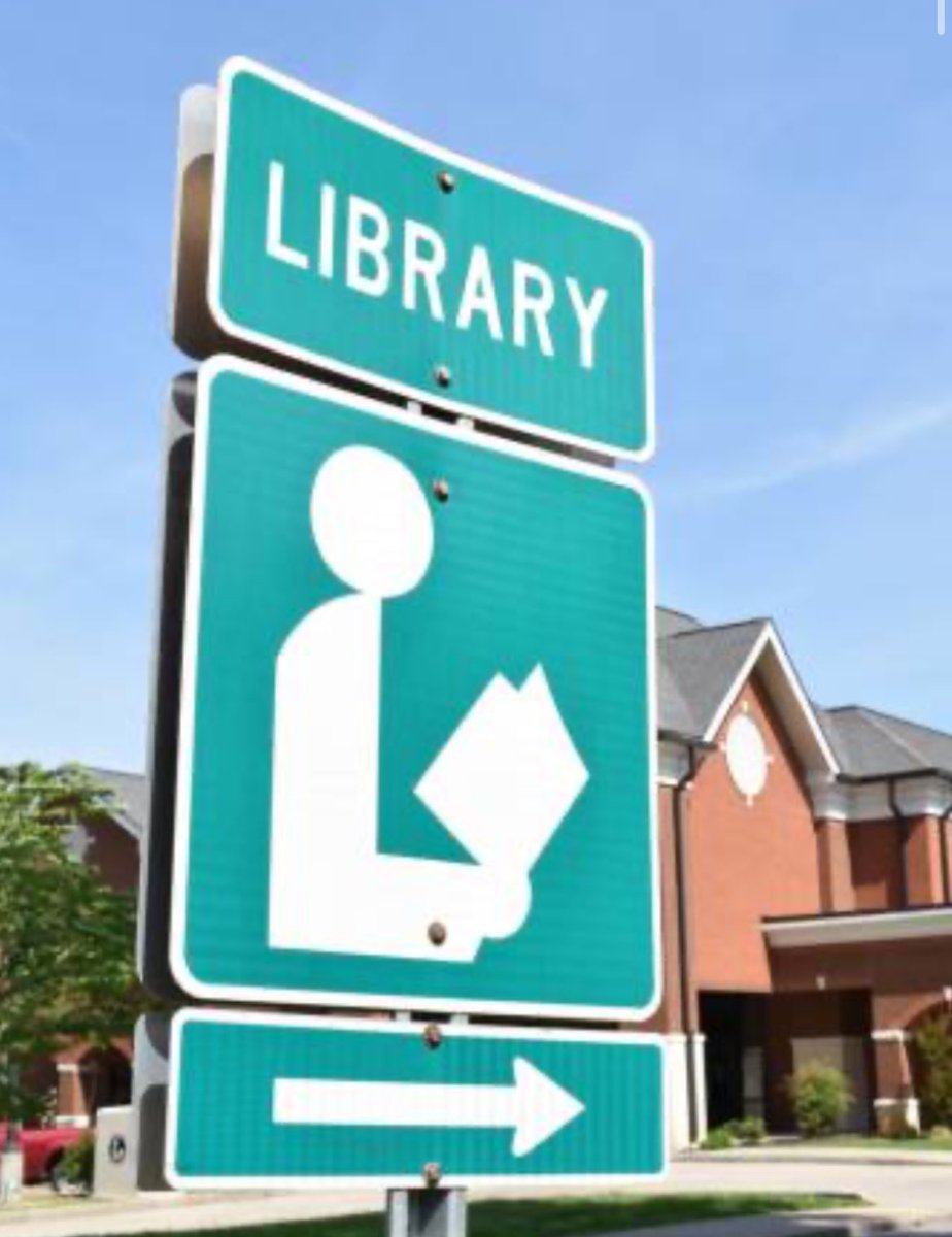 KaleSilverstein's tweet photo. love library road signs because they’re so right — like that is me reading. https://t.co/RbMIaPLZal