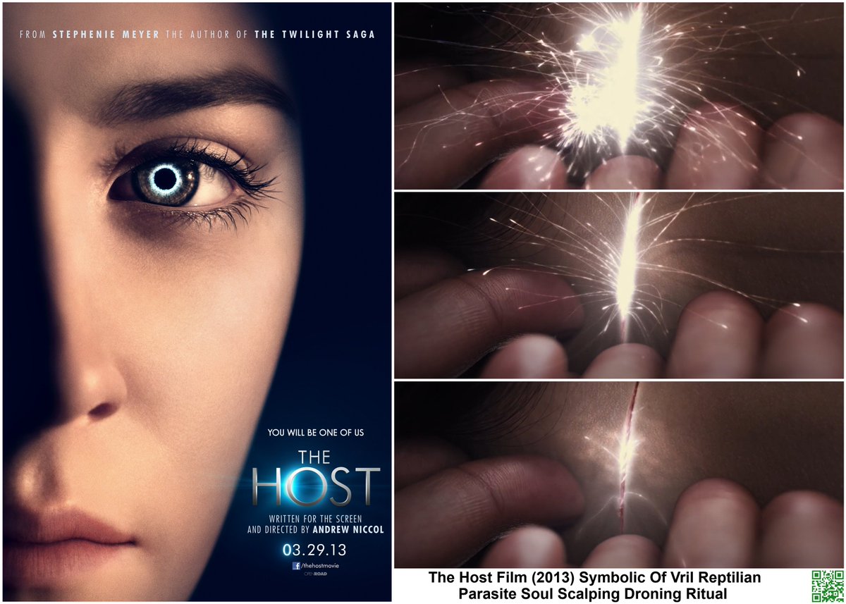 NotOpCue's tweet photo. The Host🎥Symbolic Of Vril Reptilian Parasite 
👽🦎🪱👁‍🗨Soul Scalping Droning Ritual  

The 2013 film "The Host" @TheHostMovie was written by Andrew Niccol and Stephenie Meyer, produced by Nick Wechsler Productions, Chockstone Pictures (@chockstonepics) and @FickleFishFilms. 

It showcased the human race get hijacked by extraterrestrial parasites known as "Souls". The Souls inserted themselves into host bodies and completely replaced the consciousness of the host, however retaining access to the host's memories. Once a host body was occupied by an ET "Soul" they developed identifiable silver rings in their eyes. 

This is eerily similar to the Vril Reptilian Parasite soul scalping droning ritual as it also takes over the consciousness of the host body and instead of a silver ring remaining in the eye it leaves severe bruising around the eye socket known as the Black Eye Club.

🎥 Clip From Film: 
https://t.co/LDIbviru4O

↙️↙️Read & Share The Full Article↘️↘️

🔍 "The Executed: Clones, Doubles, & Vril Lizard Reptilian Parasites"
💊 https://t.co/5MqrpgEtja
💊 https://t.co/4wLRRt5qA2
