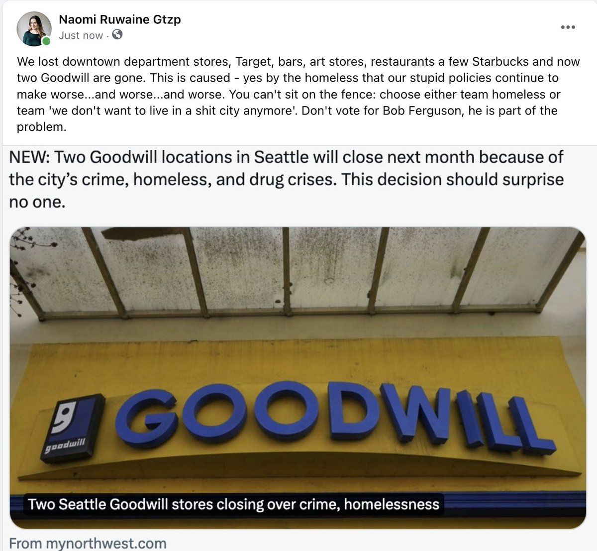 NaomiJChambers's tweet photo. Voting for Ferguson is a stupid move if you want this to stop #Seattle #Seattlehomeless https://t.co/YPBkNnfkQL