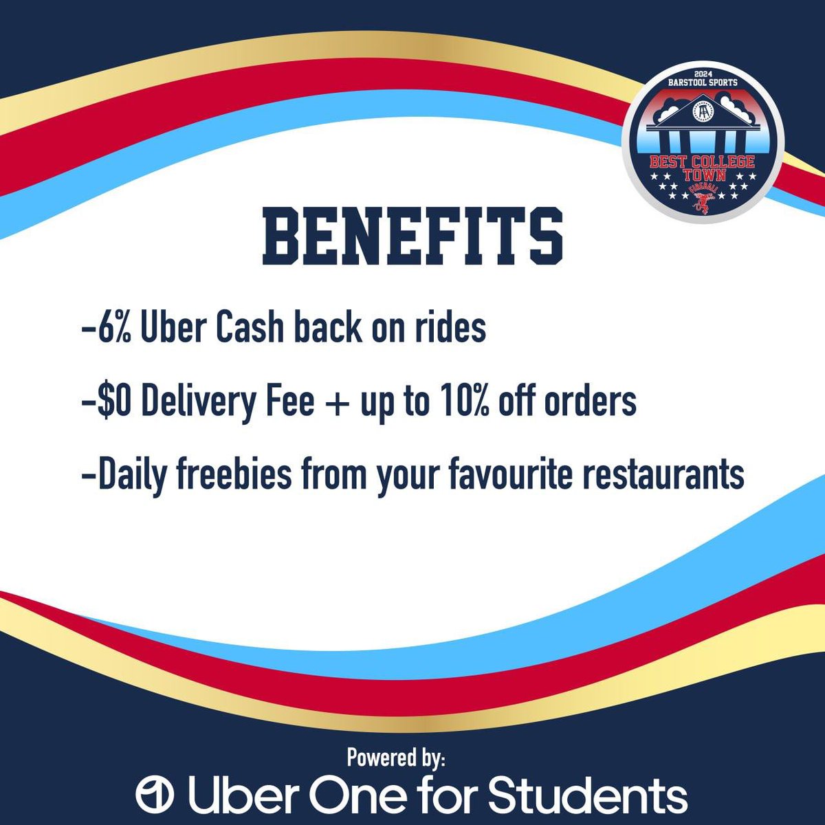 🚨Round of 16 Voting is LIVE🚨

RT this post to vote!

All schools with over 5000 Votes get 3 FREE Months of Uber One and we will select 10 students who will receive Uber One for the whole year!

Voting Ends 8/29 @ 11:59pmEST
Round of 16 Winner’s will be announced 1pmEST 8/30