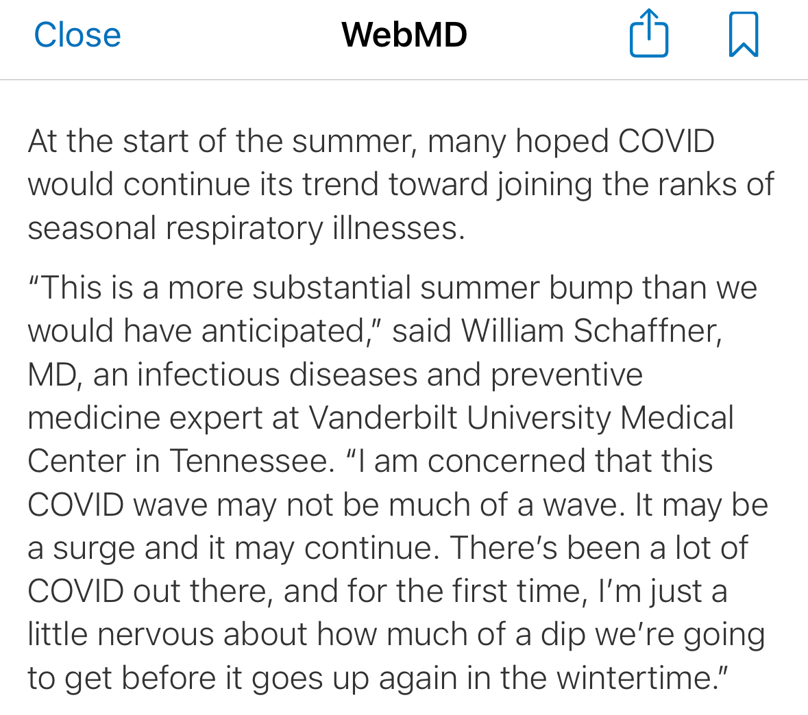 "continue its trend"?  Clearly the "many" who hoped this was happening were not those paying attention.  There hasn't been a "seasonal" trend with COVID.  Just wave after wave. Sad that this is Schaffner's first time being nervous considering we're in the 5th year.