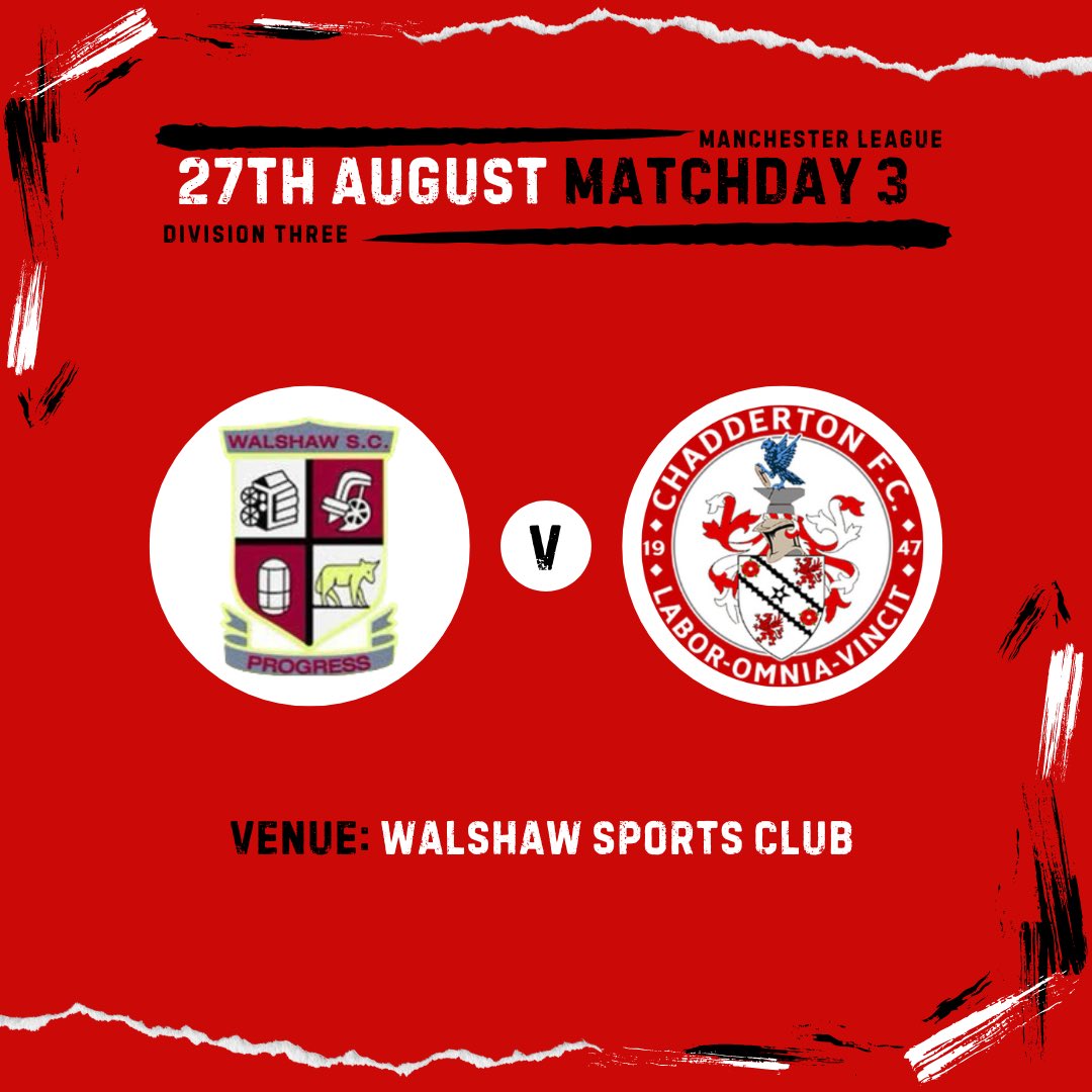 Matchday 3 sees the EDS make the short trip over to Bury to face Walshaw Sports Reserves tomorrow evening 

6.30pm KO 

#UpTheChad 🔴
