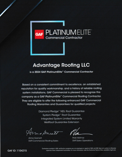 AdvantageRoofs's tweet photo. YOUR Platinum Elite Commercial Contractor! https://t.co/lYfVcvlwPs