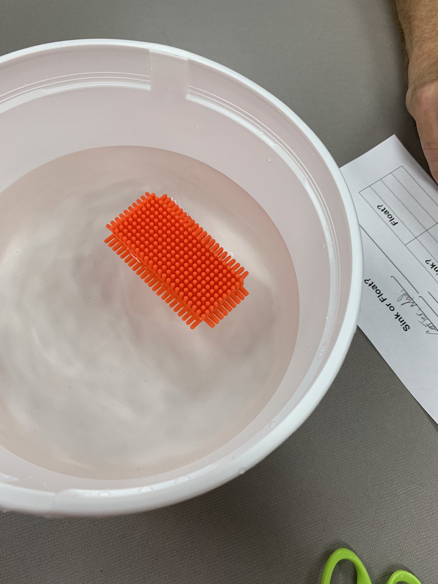 LifeSkillsPHS's tweet photo. We are studying matter in Physical Science. Today we experimented with what matter floats and what matter sinks. #PantherPride https://t.co/i4fOmA599k