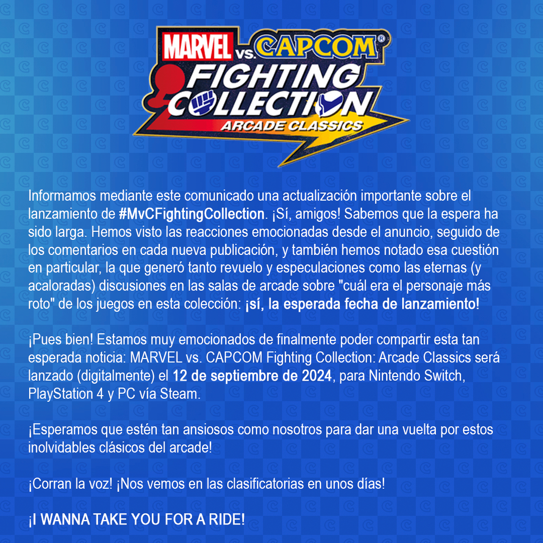 Comunicado sobre #MvCFightingCollection.