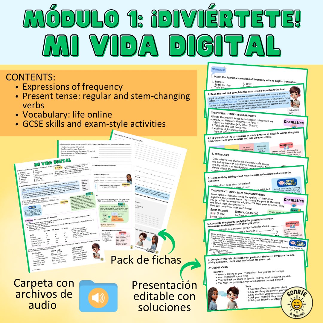 sonrieinspanish's tweet image. 🎁¡NUEVA PROMO! - POR TIEMPO LIMITADO Hoy os enseñamos el siguiente pack para preparar el nuevo GCSE: “Mi vida digital”.🤓 La vamos a dar gratis hasta las 21h (hora peninsular en España). Después estará en nuestra página de TES. Retuitea para conseguir el enlace 🤗 27/08/24