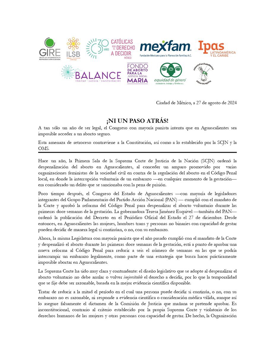 CDDMexico's tweet photo. Desde la sede nacional del PAN contra el retroceso de 12 a 6 semanas promovido en el Congreso de Aguascalientes.

Ni un paso atrás: ¡Los derechos reproductivos deben ser progresivos!

#AbortoLegalYa
#AbortoLegalAguascalientes https://t.co/LUt28HDLnJ