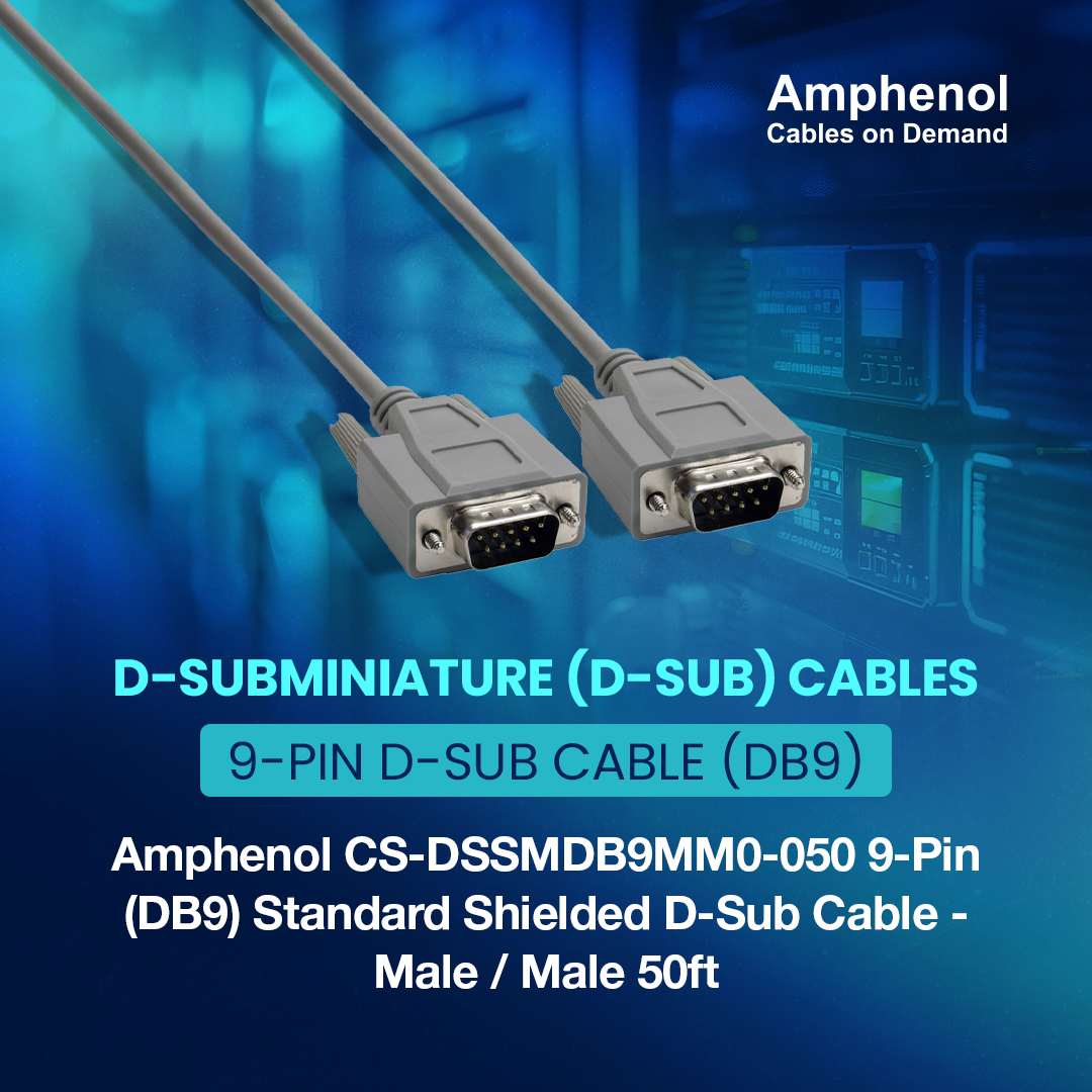 AmphenolCables's tweet image. 9-Pin D-Sub cable assemblies by #Amphenol provide the perfect I/O solution for your DB9 d-sub equipped devices.
ow.ly/Wrqr50T7lbM
#DSUB #DB9 #cable #CablesOnDemand