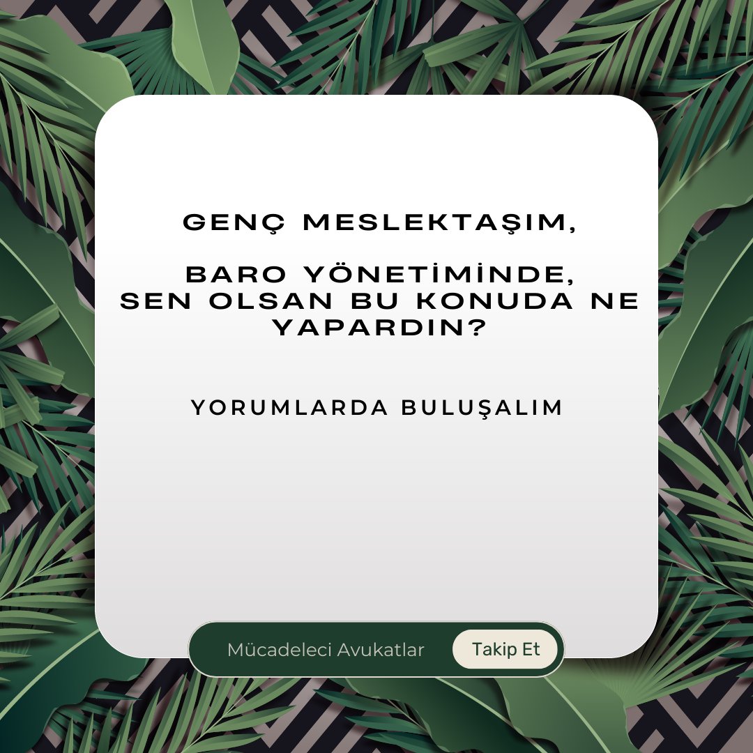 Genç meslektaşlarımız, baro yönetiminde olsanız, bu sorunlarla nasıl başa çıkardınız? Fikirlerinizi yorumlarda paylaşın. 💬

#hukukbürosu #hukukfakültesi #hukuk #mücadele