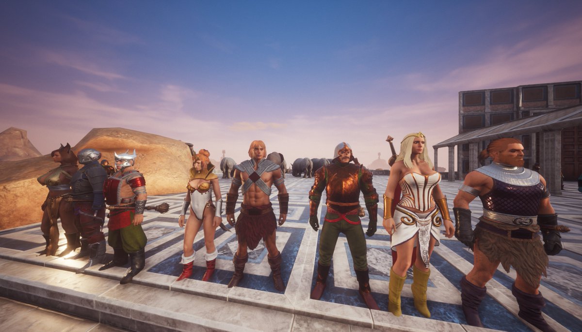 Optimusdan_'s tweet image. WE HAVE THE POWER! Our Masters Of The Universe! From left to right! Katrina, Roboto, Ram-Man, Teela, HE-MAN, Man-At-Arms, She-Ra, Fisto, and Cringer! As night falls! Hordrak! Beastman, Skeletor! and Evil Lynn appear from the shadows! #funcomcreator