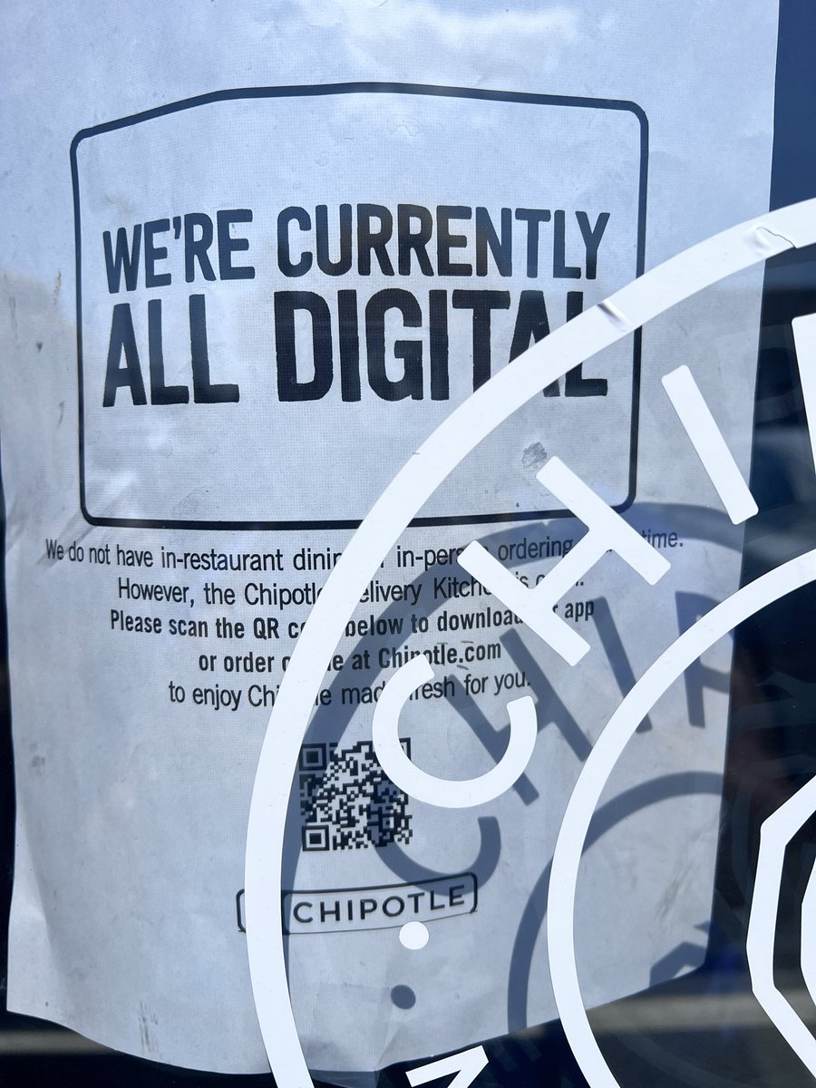 Bangor @chipotle digital ordering only. 23 people couldn't order online and left in 30 mins. Terrible service, restaurant not clean.