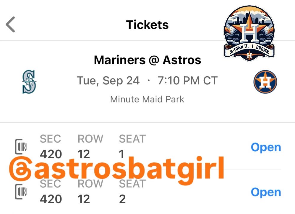 ✌️ FREE TICKETS to the #Astros v #Mariners game up for grabs‼️🚨

Tuesday | 9/24 | 7:10 PM 
🏆 Seattle’s World Series
🌭🤯LAST dolla dawgs of ‘24

RT &amp; follow to enter ✊😤

🍀Reply with who you’d bring for an extra entry - winner at random 🎲
#Relentless  #Houston #Giveaway