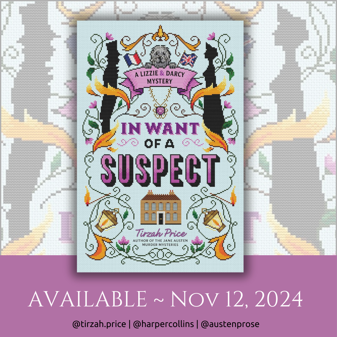 Laurel Ann | Austenprose.com (@austenprose) on Twitter photo 🎉 On my #TBR list, IN WANT OF A SUSPECT, the first book in the A Lizzy & Darcy Mystery series by <a href="/TirzahPrice/">Tirzah Price</a> releasing on Nov 12, 2024 from <a href="/HarperCollins/">HarperCollins</a>.
😍 #janeausten #prideandprejudice #inwantofasuspect #bookx
austenprose.com/2024/08/26/in-… 🎉 On my #TBR list, IN WANT OF A SUSPECT, the first book in the A Lizzy & Darcy Mystery series by <a href="/TirzahPrice/">Tirzah Price</a> releasing on Nov 12, 2024 from <a href="/HarperCollins/">HarperCollins</a>.
😍 #janeausten #prideandprejudice #inwantofasuspect #bookx
austenprose.com/2024/08/26/in-…