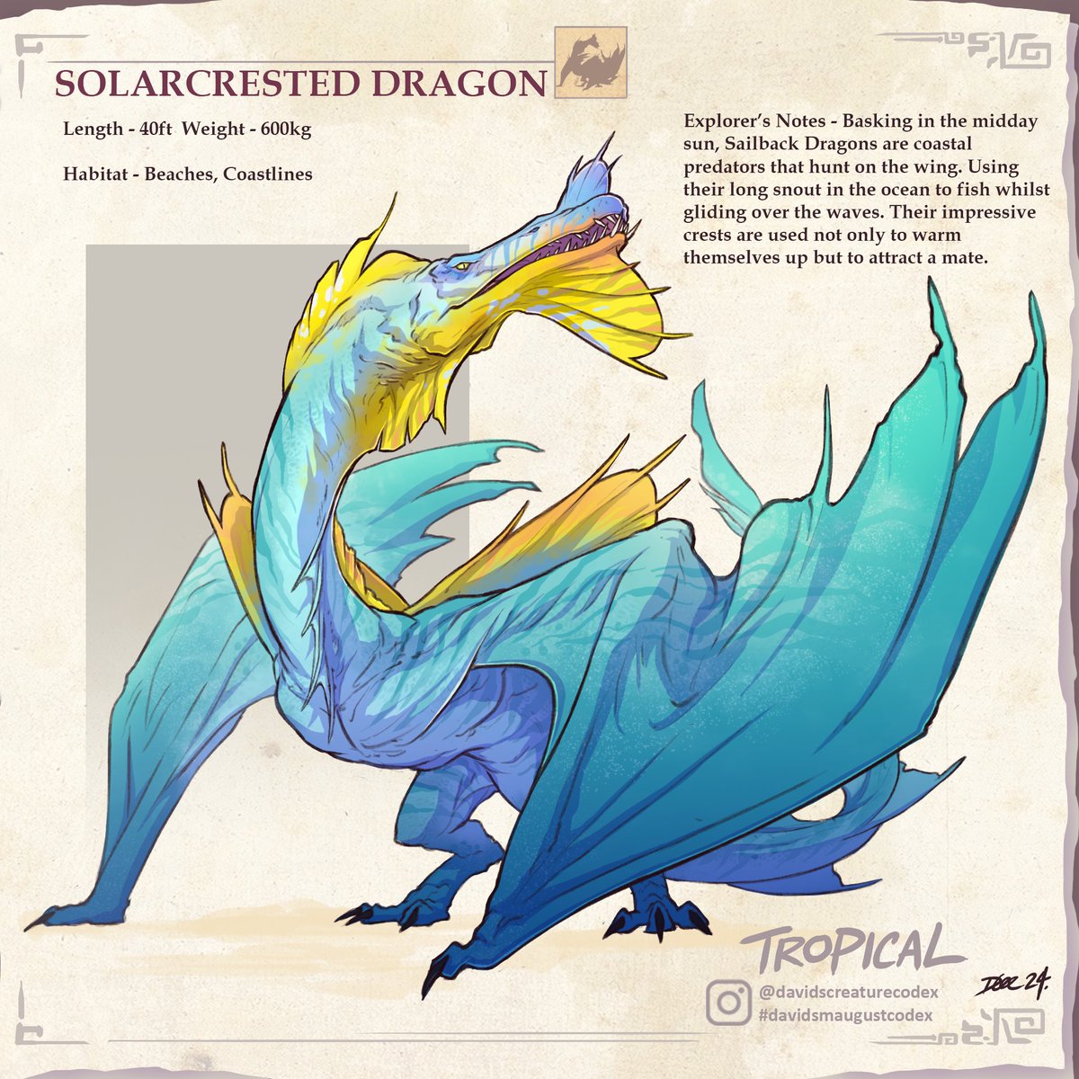 Smaugust Prompt Tropical #smaugust #smaugust2024 #creaturedesign #dragondesign #conceptart #creatureart #dragonart #dndmonsters