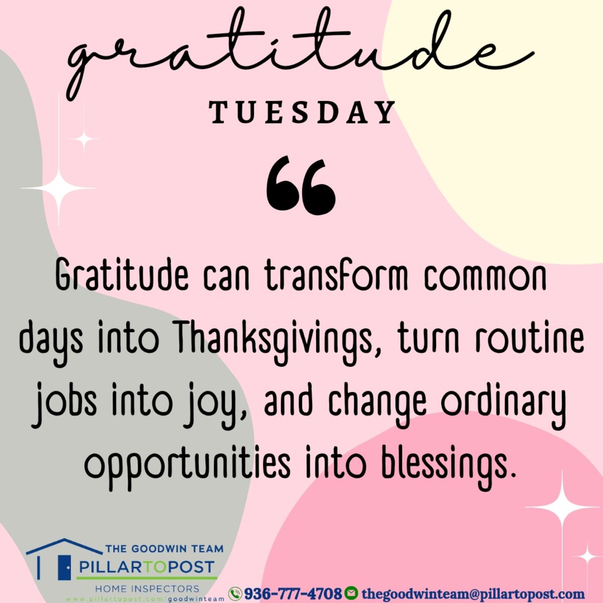 TheGoodwinTeam1's tweet image. Gratitude has the power to turn the ordinary into the extraordinary. By appreciating each day, finding joy in the routine, and seeing blessings in every opportunity, we can make life a beautiful journey. 💖

#TransformYourDay #EverydayBlessings #GratitudeInAction #GreatAttitude