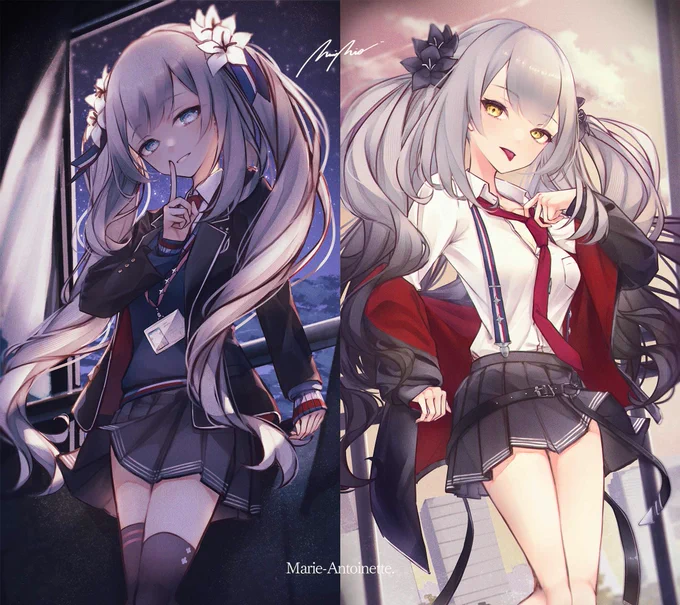 制服白黒マリー(イド)#FGO 