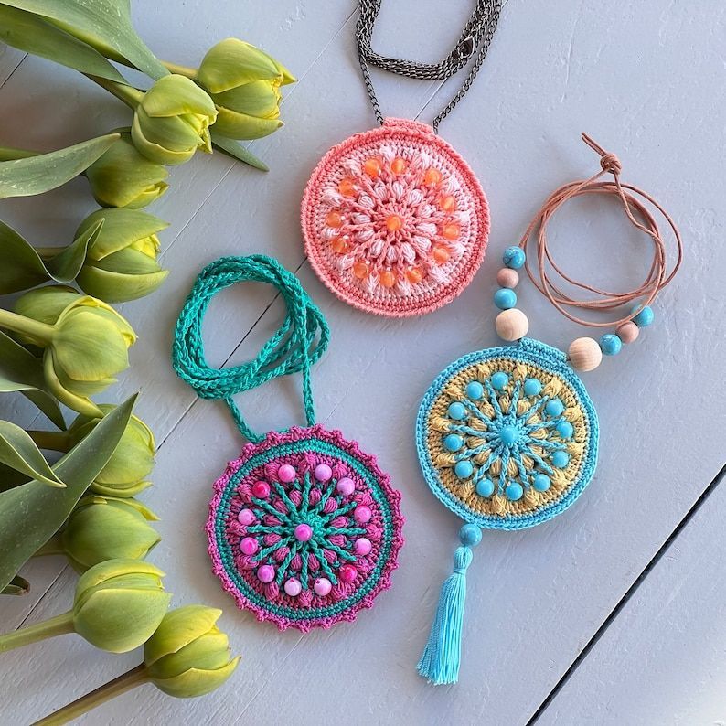 knithacker's tweet photo. Boho Bliss: Crochet Your Own Mandala Necklace: 👉 https://t.co/MFT7Q6V6Ky #crochet #handmade 💜 https://t.co/1Y4wXbYxXE