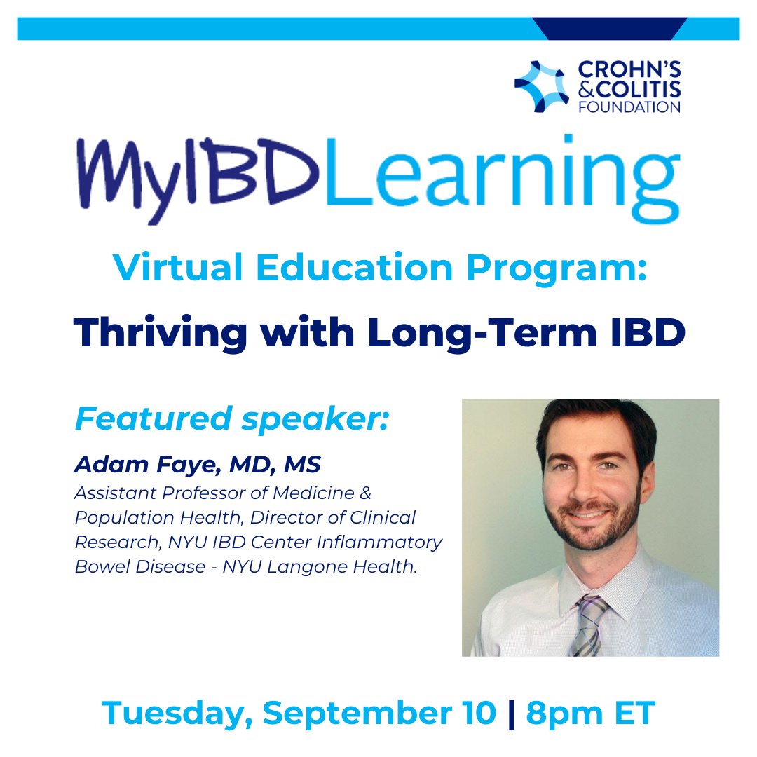 CrohnsColitisFn's tweet photo. Join us for an insightful and empowering discussion on thriving with long-term IBD to understand evolving needs as you age. Register now: https://t.co/wcrsakqhUW https://t.co/Y0rZjkb714