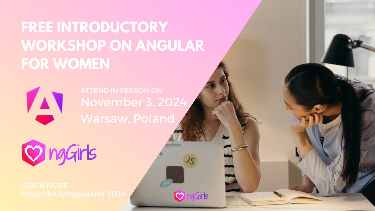 ngGirls (@angulargirls) on Twitter photo Another year and another NgGirls workshop at <a href="/ngPolandConf/">NG Poland Conf</a> ! As always we are super excited and cannot wait to share some knowledge! ๐ฉโ๐ป
Registration for attendees and mentors is now open. Learn more at bit.ly/ngpoland-2024
See you in November! Another year and another NgGirls workshop at <a href="/ngPolandConf/">NG Poland Conf</a> ! As always we are super excited and cannot wait to share some knowledge! ๐ฉโ๐ป
Registration for attendees and mentors is now open. Learn more at bit.ly/ngpoland-2024
See you in November!