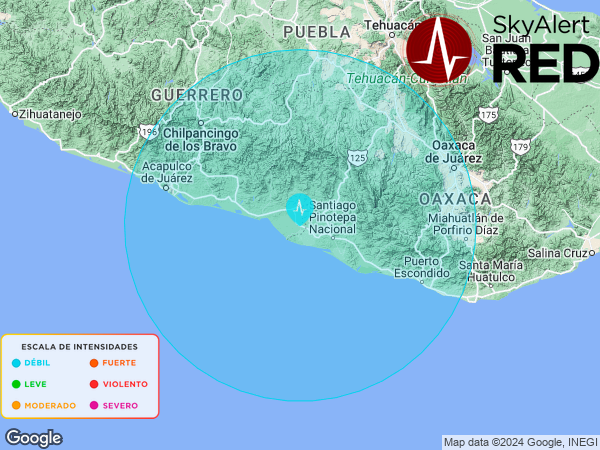 SkyAlertMx's tweet photo. #SismoFinalizado
  Intensidad 🔵“DÉBIL”🔵 en #Cuajinicuilapa, Gro.
  Recibiste la notificación si estás dentro de los radios de alertamiento.
  Descarga #SkyAlert: https://t.co/utcJz1LFMg
  11:53:15 - 27/08/2024 https://t.co/NJiu3rjtdX