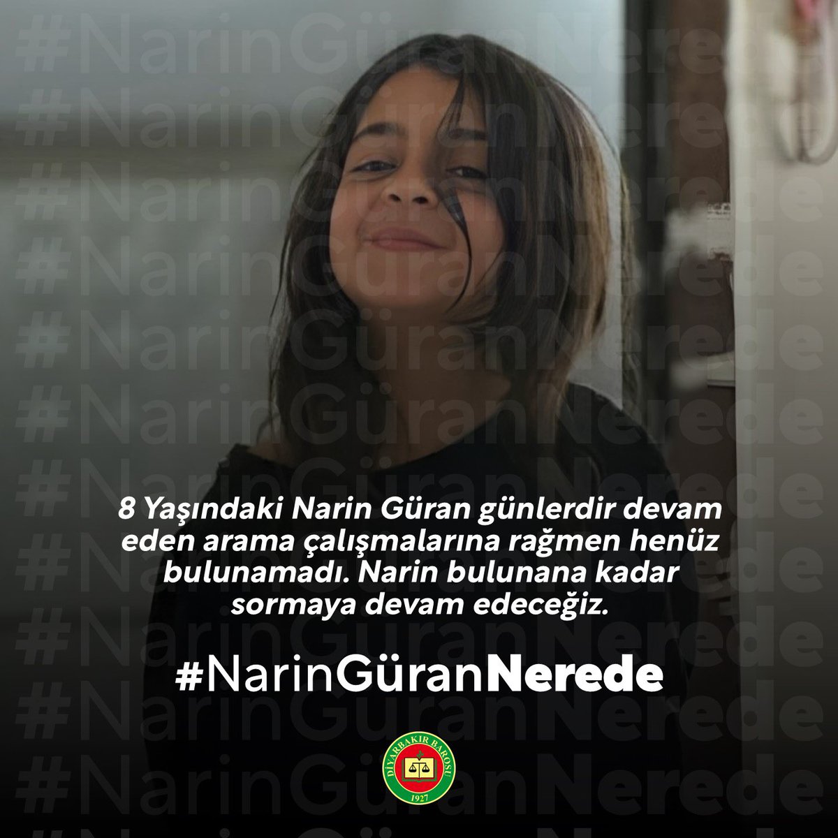 dbcocukhaklari's tweet photo. Vazgeçmeyeceğiz, takipçisi olacağız. #NarinGüranNerede https://t.co/kWB1rCmY9s