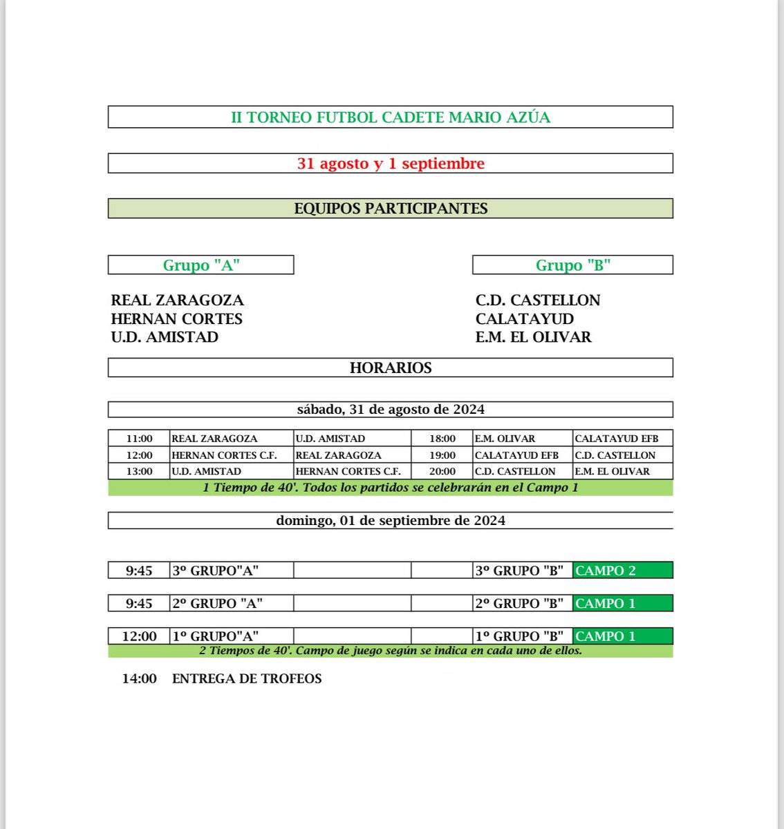 Queridos amigos y amigas! Solo pasaba por aquí para compartir que este fin de semana se celebrará el II Torneo Mario Azúa en el <a href="/EM_ElOlivar/">Estadio Miralbueno El Olivar</a> evento que honra la memoria de nuestro Mariete y a la vez es un acto solidario en el que recaudar fondos para la Fundación Mario Azúa. Será