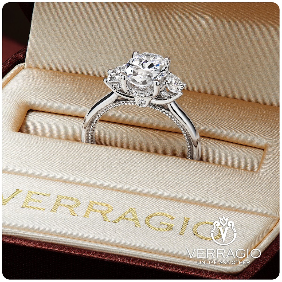 Where timeless elegance meets modern design. ✨ Our three-stone engagement ring in white gold is the perfect blend of tradition and contemporary style. Crafted with precision, it’s a stunning symbol of your love story. 💘

💍: Renaissance-993OV-S 

#Verragio #EngagementRing