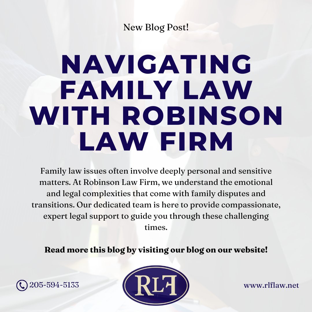 RLFLawPC's tweet photo. Navigating family law can be challenging, but you don’t have to go through it alone. Let us help you. 

https://t.co/xHnl9K8wor

📞 (205)-594-5133
💻 https://t.co/WH3p5Uh7BO

#FamilyLaw #DivorceSupport #Custody #RobinsonLawFirm https://t.co/liqtapDeOE