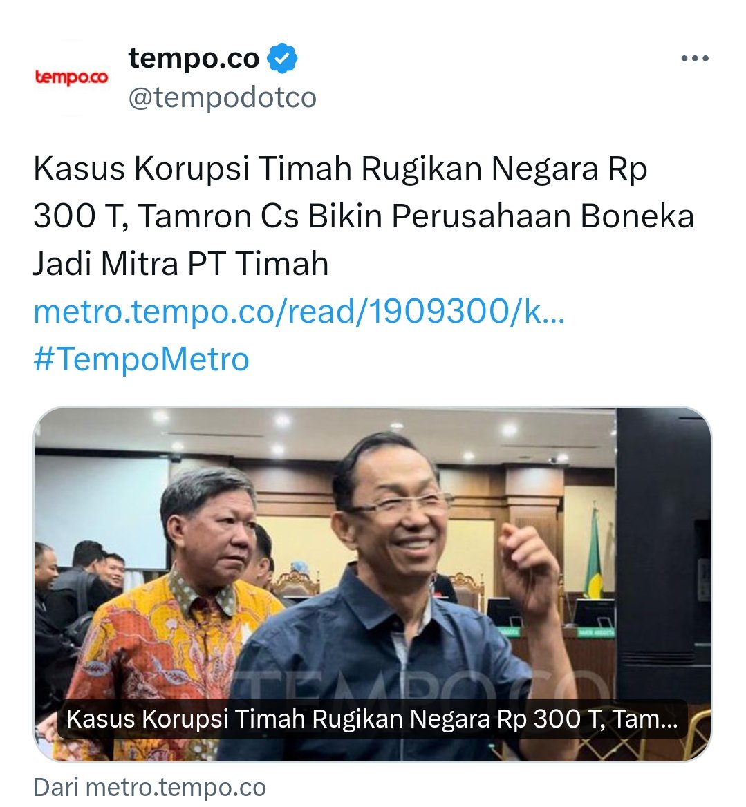 Korupsi timah rugikan negara 300 T, Up lagi biar gak masuk angin 😌