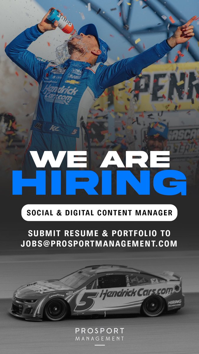 KyleLarsonRacin's tweet photo. Come work with me! Looking for candidates well versed in creating, capturing and managing content. Interested? Send your resume to jobs@prosportmanagement.com https://t.co/PRYv8WT0Z3