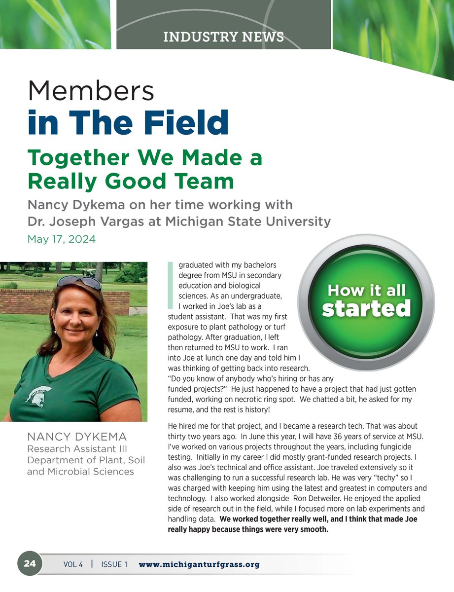 miturfgrass's tweet image. Together We Made a Really Good Team
From the latest issue of News Notes:
Members in the Field - Nancy Dykema 
 
issuu.com/miturfteam/doc…