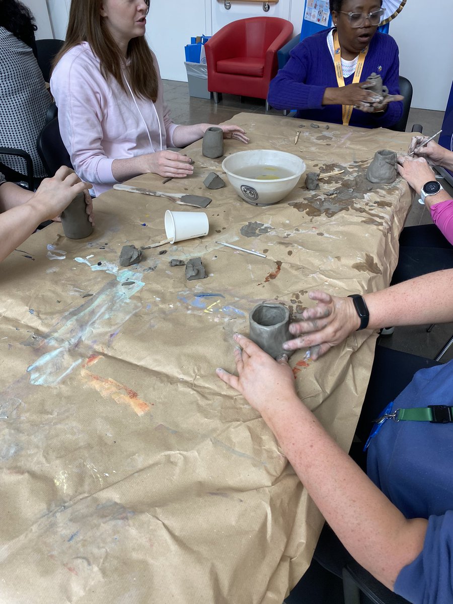 I was so excited to bring clay over to the #CreativeLifeHub at #MISA to share knowledge for CNP Wellbeing yesterday - looking forward to more sharing of clay’s potential as a teacher, storyteller, representative &amp; life giver. Thanks to <a href="/RoNevx/">Roisin Nevin</a> &amp; the group for being so open!