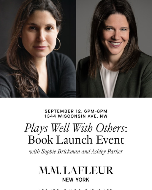 Excited to interview <a href="/sbrickman/">Sophie Brickman</a> about her fun new book — I devoured over three days on vacation — Thurs Sept 12 in Georgetown. RSVP here—> mmlafleur.com/pages/plays-we…