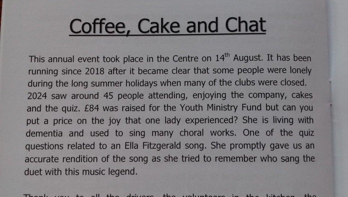 Dad's just shared this he saw in a local newsletter. This lady is my mum, but she can't remember the event. Having to stop choir was so hard for her, but music's still part of her soul xxx