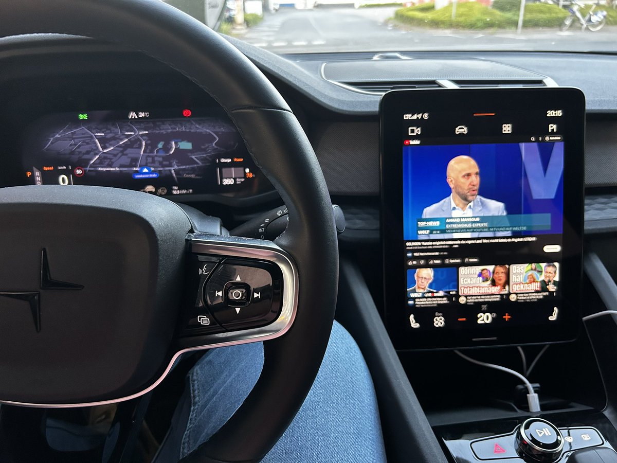 derjanni's tweet image. I can watch @welt in the @PolestarCars when not driving. This @bmdv @DigitalEU regulation is redundant. Just let me leave the TV on. Fine me when I’m not focused on driving like you can already. No need to ban TV. What’s the difference to CarPlay anyway? #overregulation