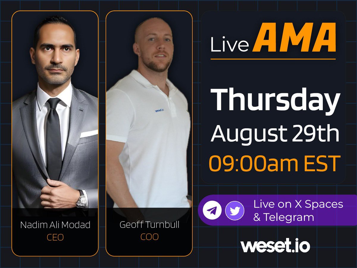 You know it’s going to be a special one when the CEO and COO are both leading the session. 

AMA and learn about becoming a shareholder in #weset.
