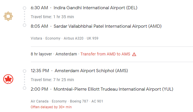_VarunKanth's tweet photo. Google Flights be glitching post 2 shots! 🍺🍻

P.S. once you drilldown to book tickets, Air Canada's website doesn't show this option. https://t.co/QHLP09Lepk