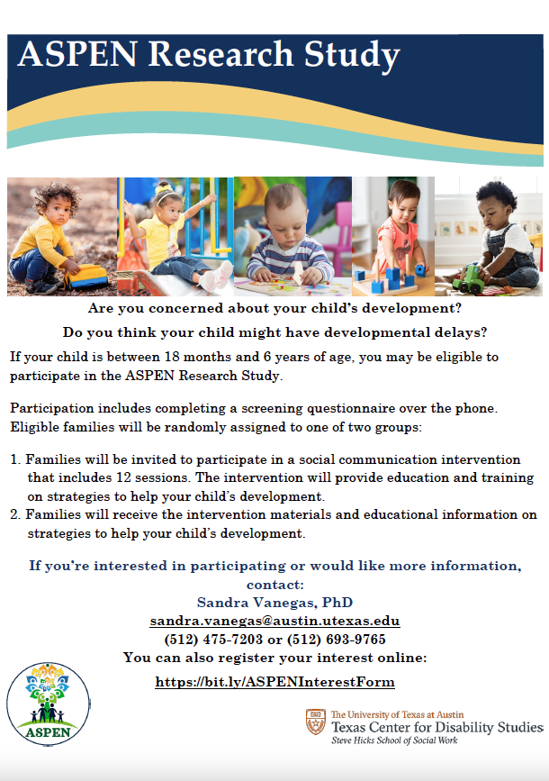 svanegas18's tweet image. The @ASPENProgramTX is for families of young children with developmental delays in low-resource communities who live in Texas. This program provides free resources, training, and coaching to parents of young children. #autism #Texas