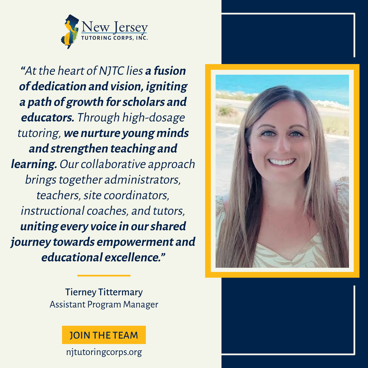 "Our collaborative approach brings together administrators, teachers, site coordinators, instructional coaches, and tutors, uniting every voice in our shared journey towards empowerment and educational excellence."

- Tierney Tittermary, Assistant Program Manager