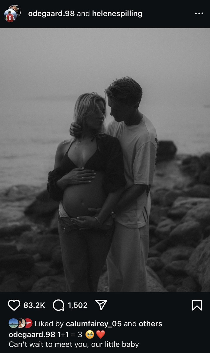 Arsenalnewschan's tweet photo. 🚨 HUGE CONGRATULATIONS 🚨 #Arsenal captain Martin Ødegaard 🇳🇴 and his girlfriend have announced that they are expecting their first child together 👶 ❤️ https://t.co/zjJ6ADiMZN